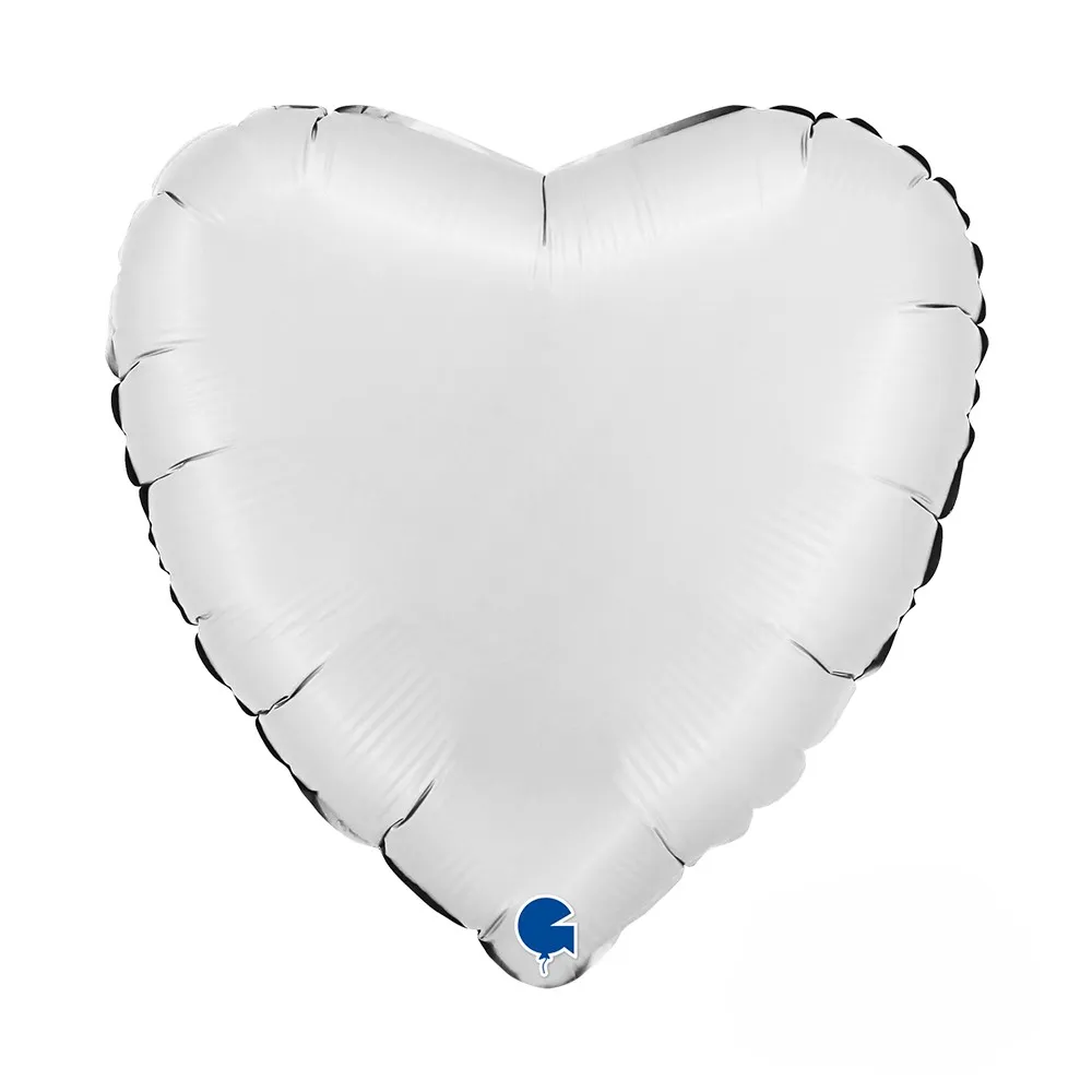 [180S01WH-P] Heart Satin White - 18 inch - Grabo