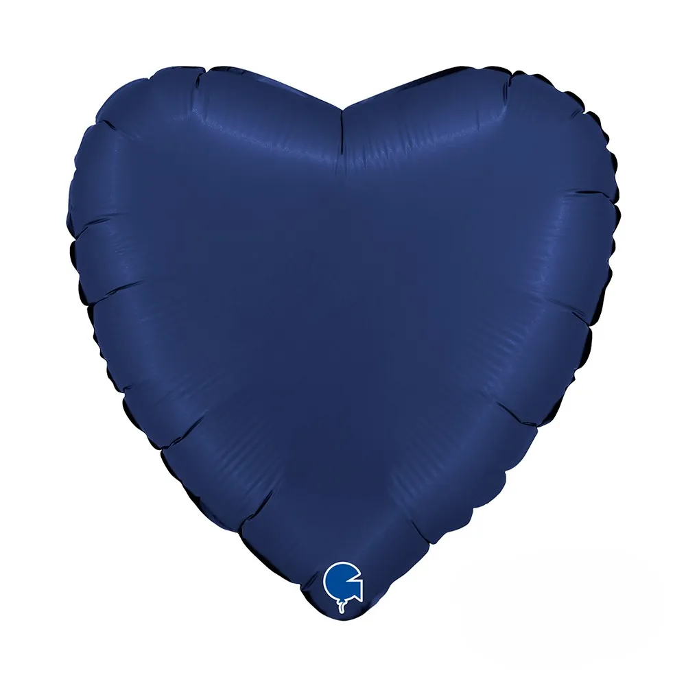 [180S02BN-P] Heart Satin Navy Blue - 18 inch - Grabo