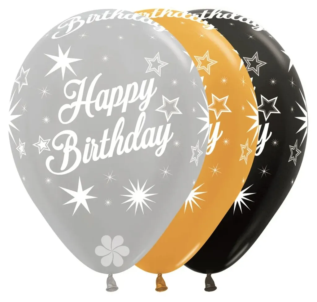 R12 - Happy Birthday Sparkle - Elegant Assortment - 25 Pcs