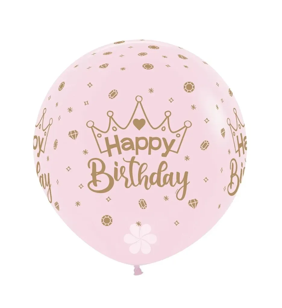 R24 - Happy Birthday - Crowns - Pastel Matte Pink - 609 - 3 Stuks