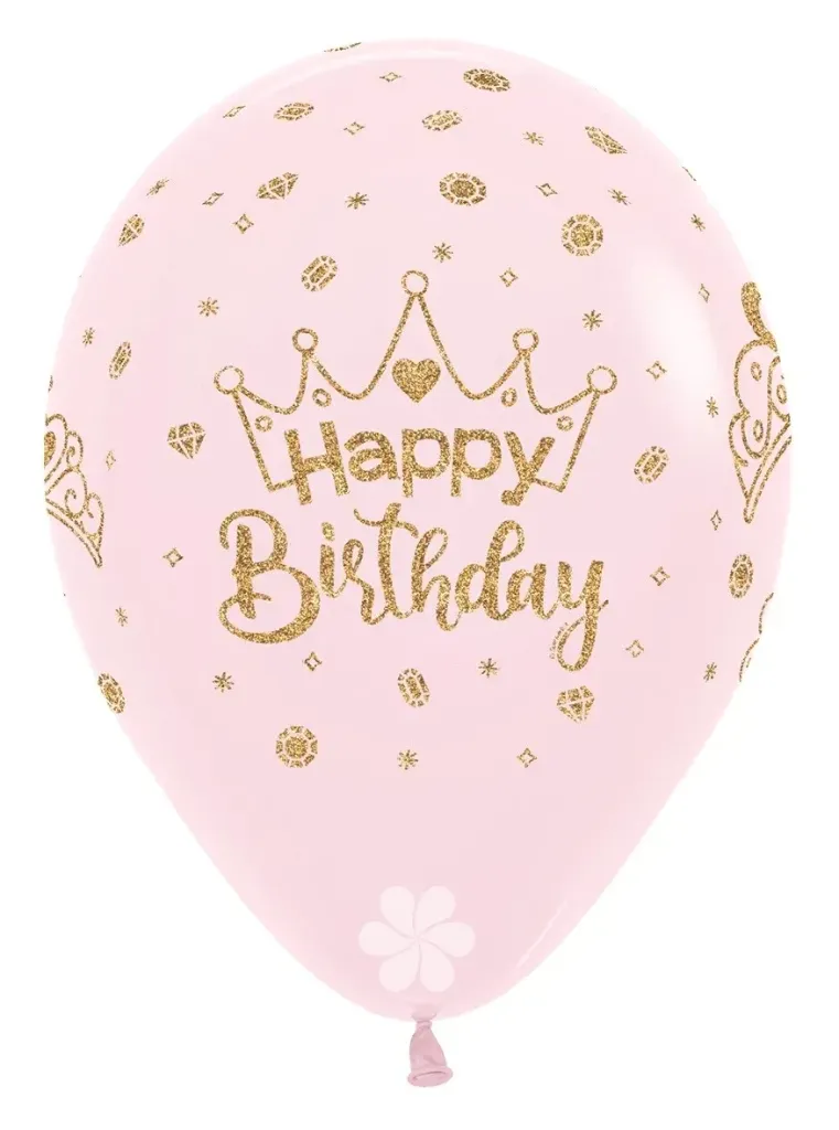 R12 - Happy Birthday - Crowns - Glitter Ink - Pastel Matte Pink - 609 - 25 St.
