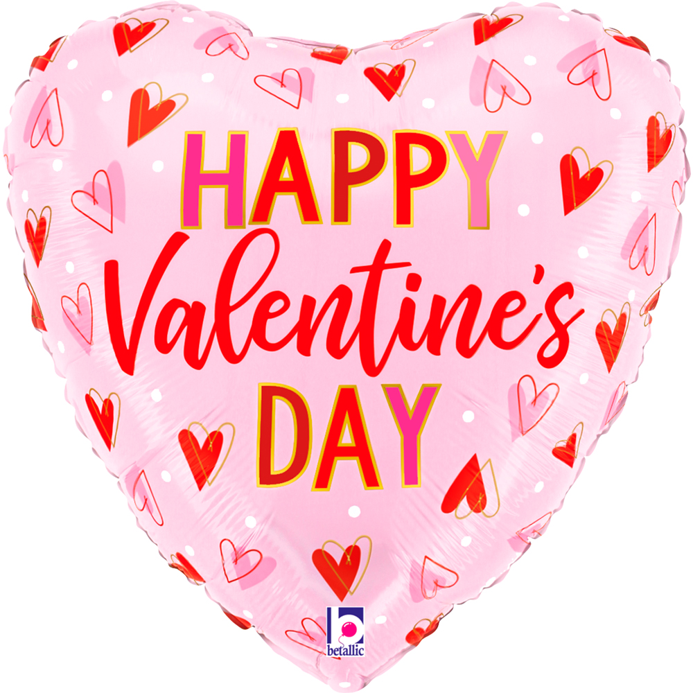 [22129] Happy Valentines Day - Hearts - 9 inch - Betallic