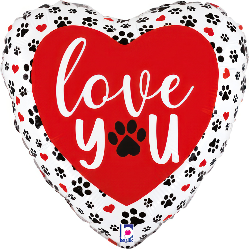 [22243] Love You - Paw Prints - 9 inch - Betallic