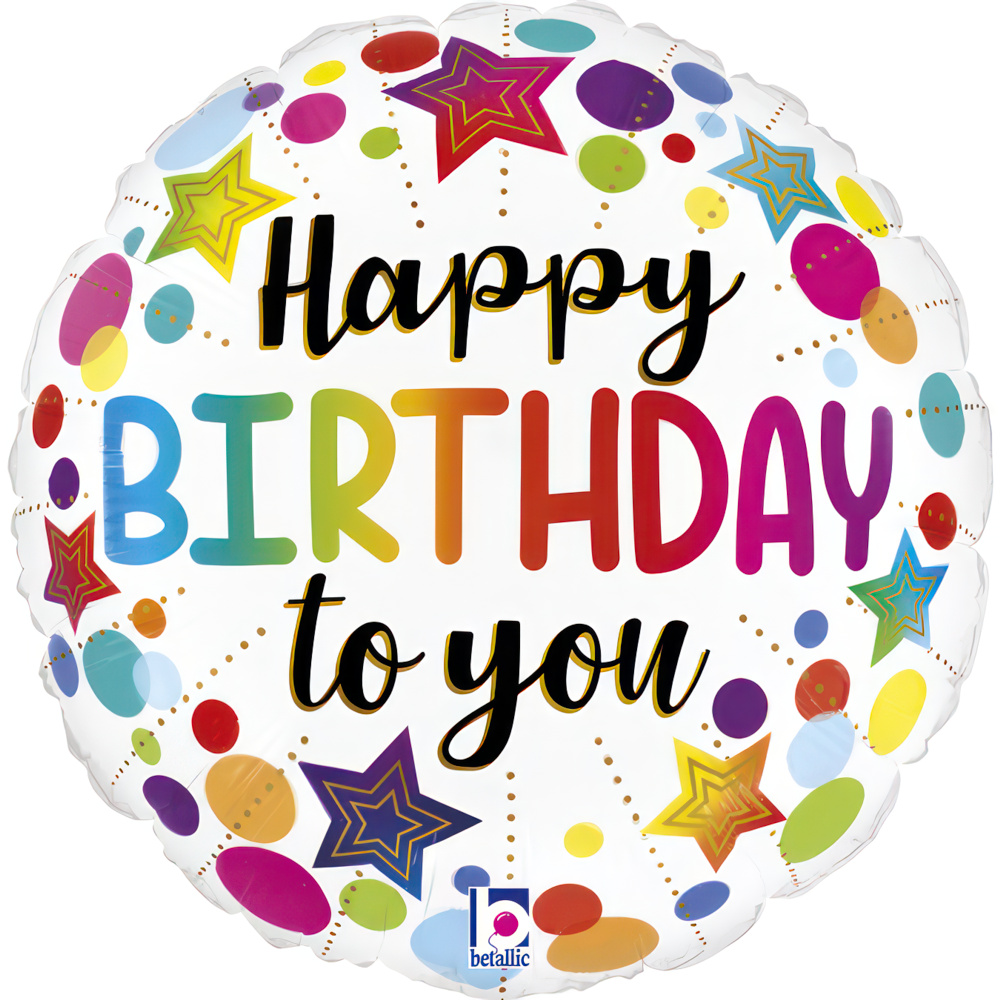 Happy Birthday - Stars and Dots - 9 inch - Betallic