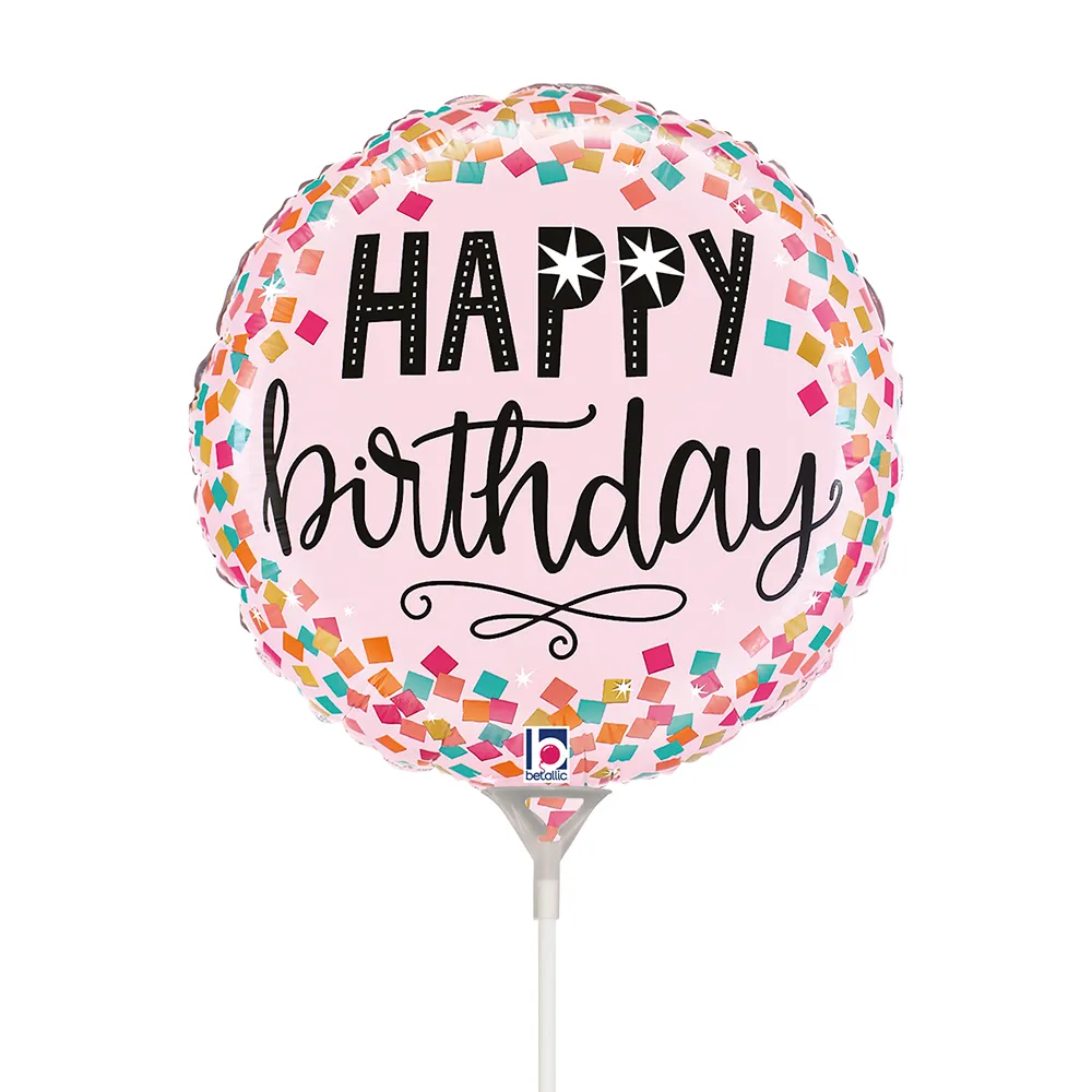 [22283] Happy Birthday - Pink Confetti - 9 inch - Betallic