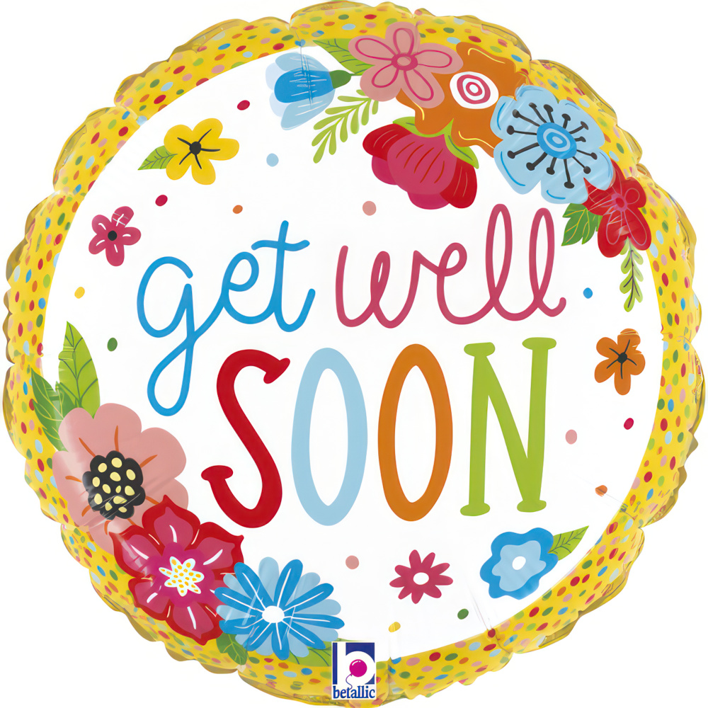 [22292] Get Well Soon - Floral - 9 inch - Betallic