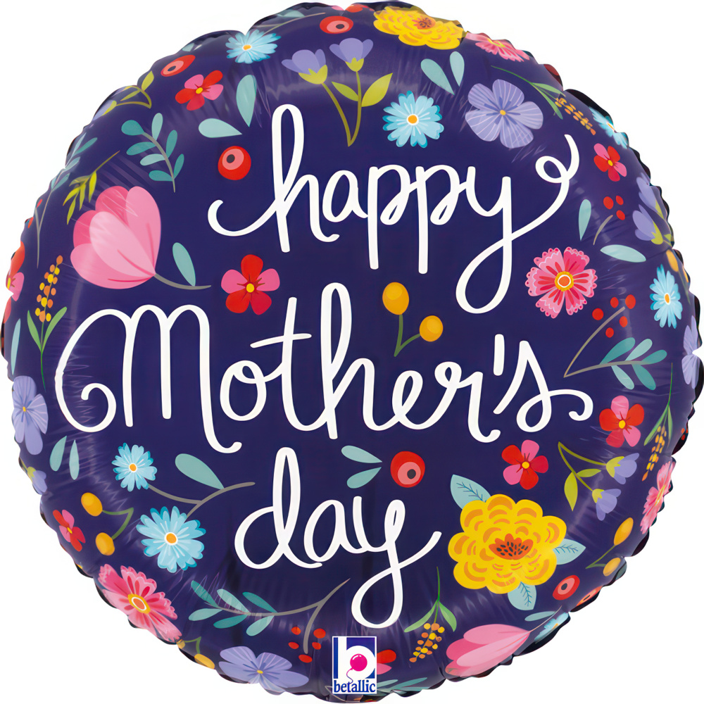 [22339] Happy Mothersday - Folk Floral - 9 inch - Betallic