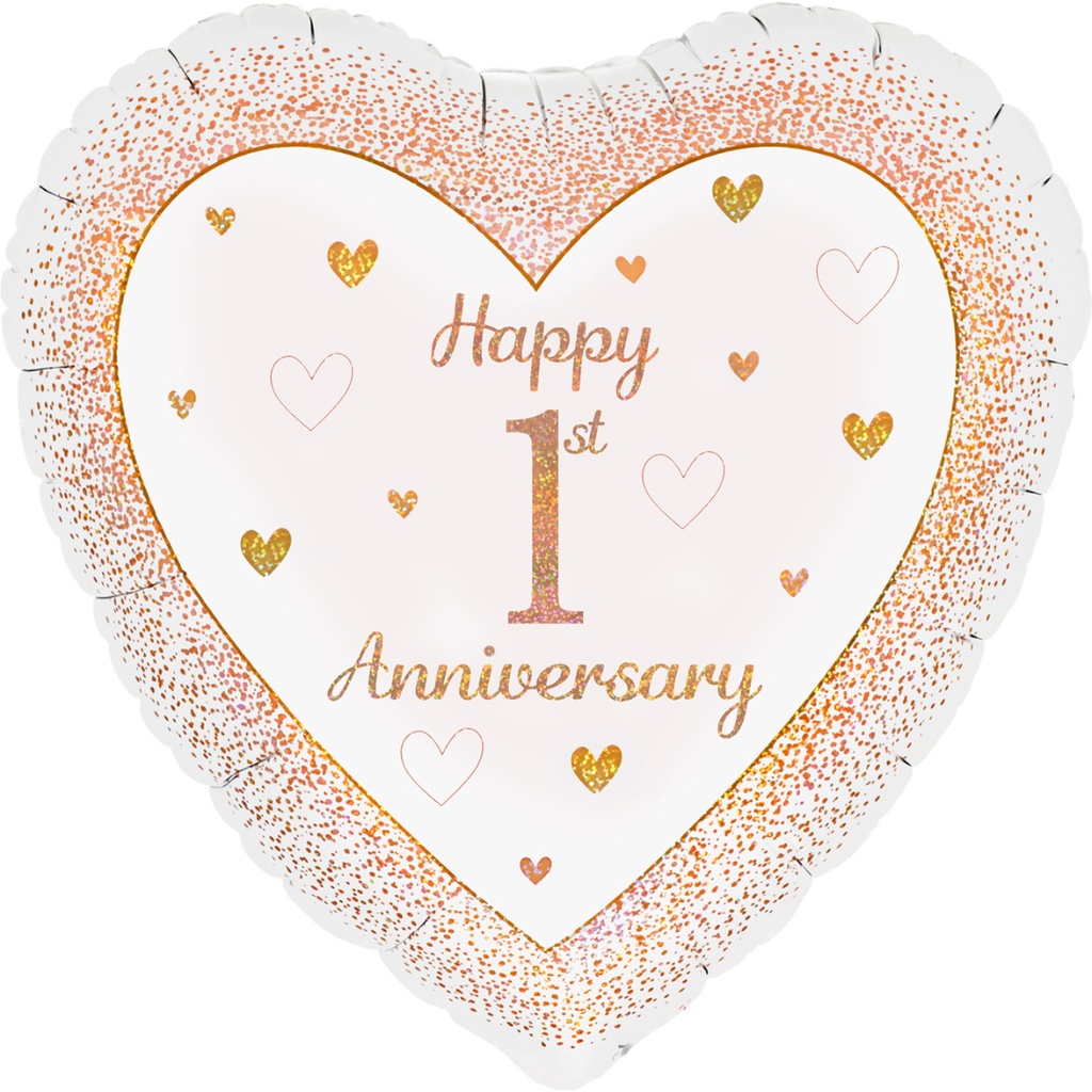 Happy 1st Anniversary - Heart Rose Gold - 18 inch