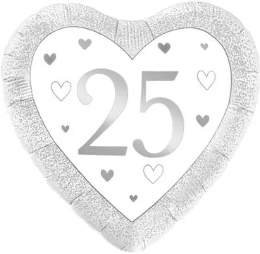 Number 25 - Heart Silver - 18 inch