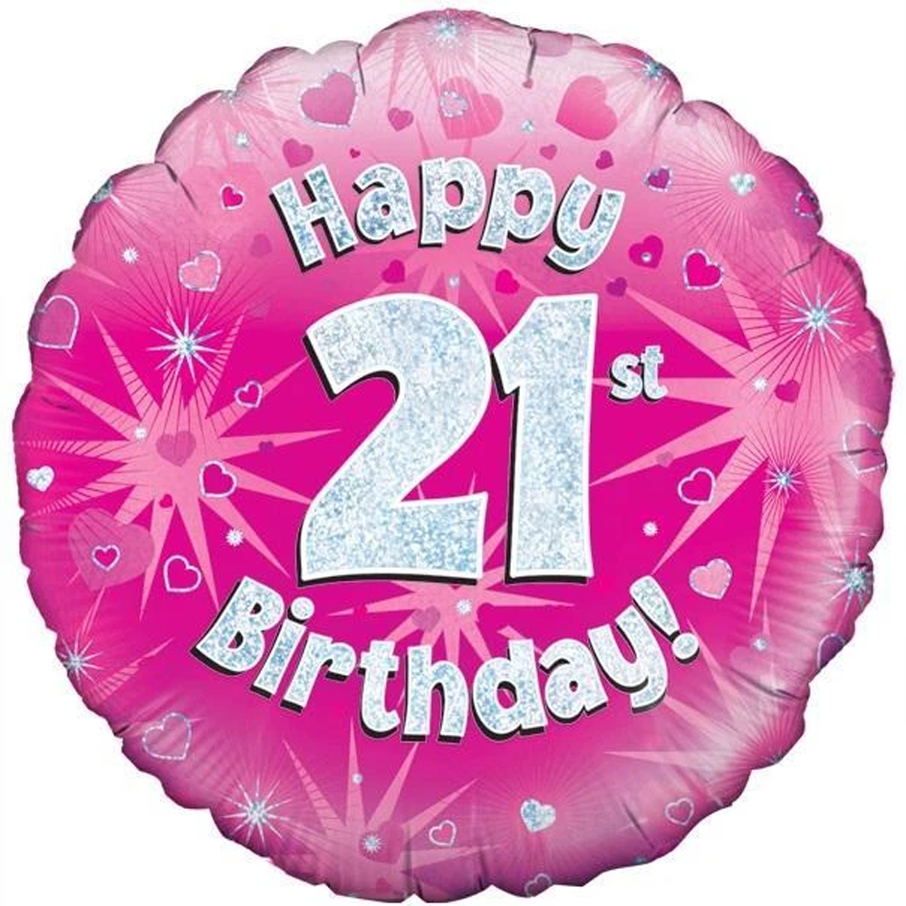 [227703] Happy 21th Birthday - Pink - 18 inch