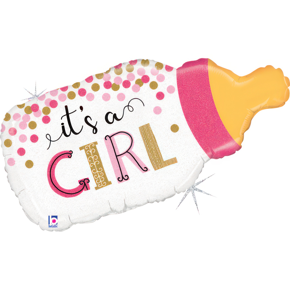 It's A Girl - Confetti Bottle - 29 inch - Betallic