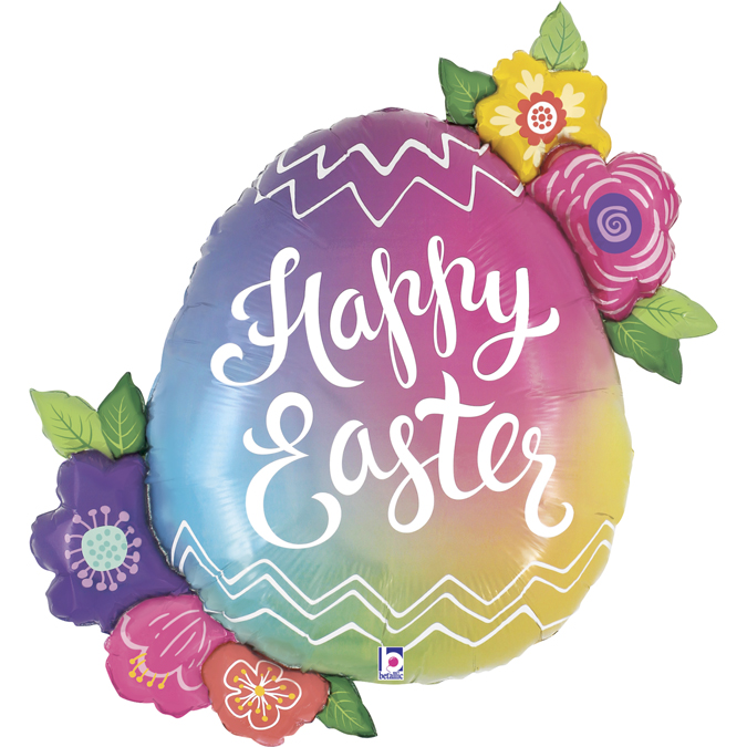 [25164-P] Easter Egg - Flowers - 35 inch - Betallic