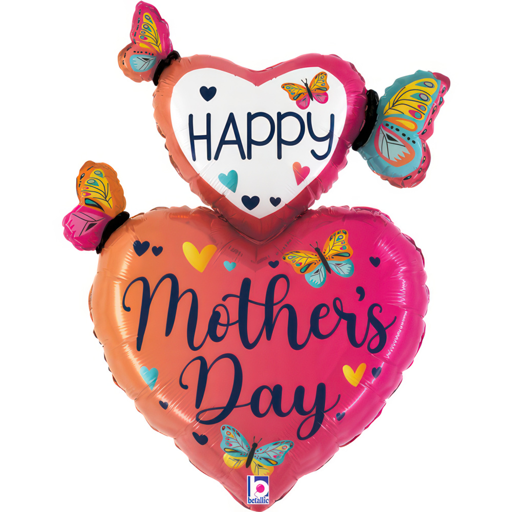 Happy Mothersday - Butterfly Hearts - 31 inch - Betallic