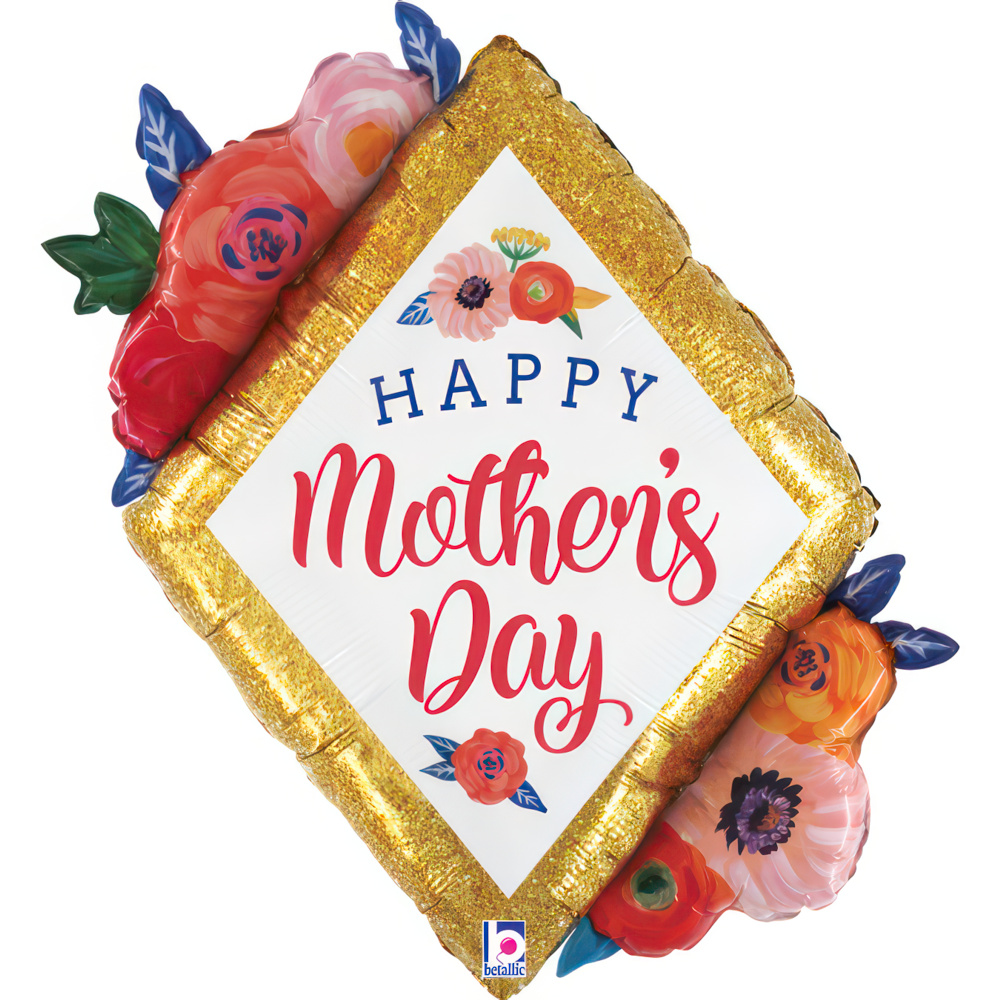 [25254-P] Happy Mothersday - Floral Diamond - 28 inch - Betallic