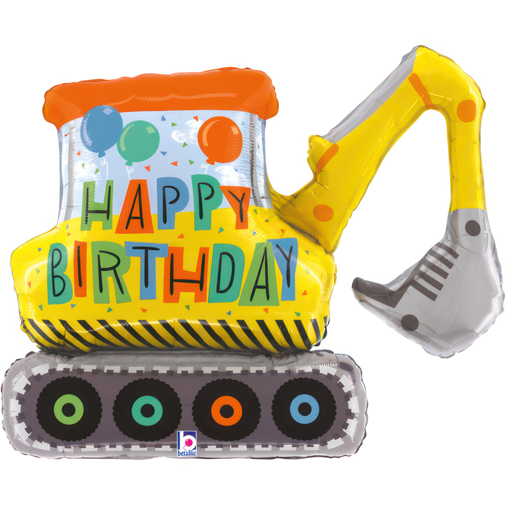Happy Birthday - Excavator - 31 inch - Betallic