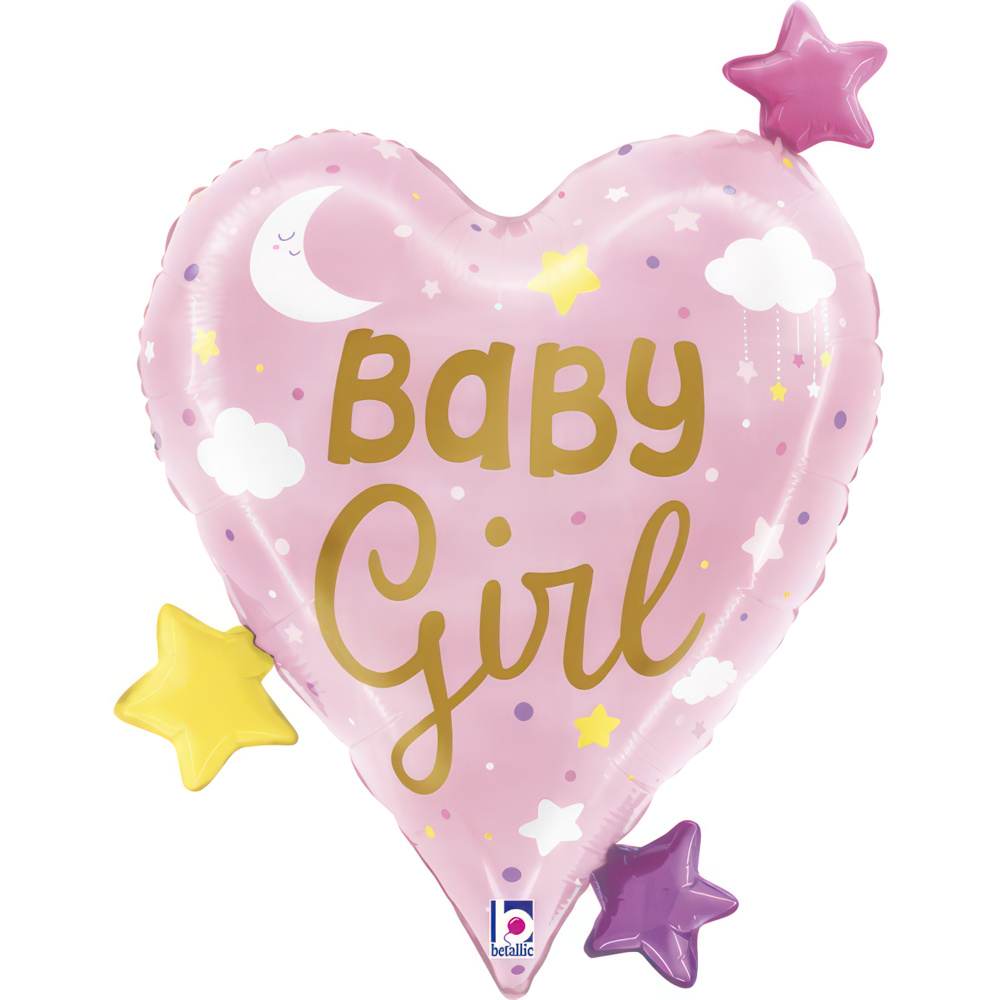 Baby Girl - Heart Stars - 25 inch - Betallic