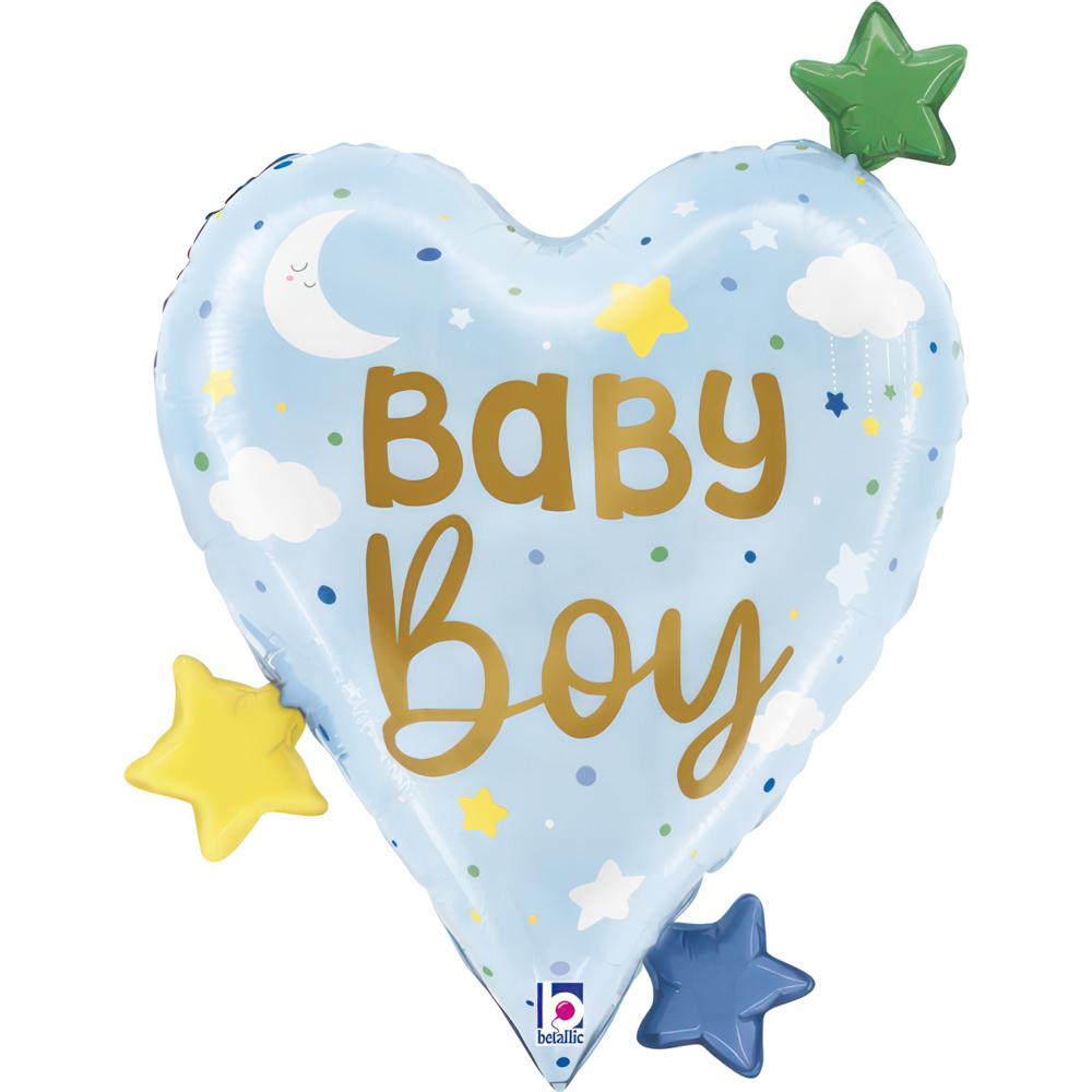 [25296-P] Baby Boy - Heart Stars - 25 inch - Betallic
