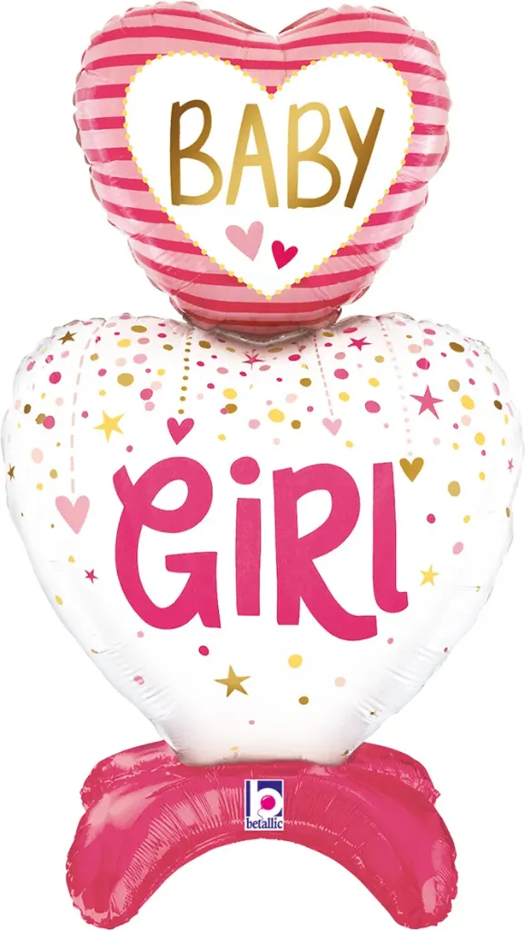 [25300-P] Baby Girl Hearts - Stand Up - 28 inch - Betallic