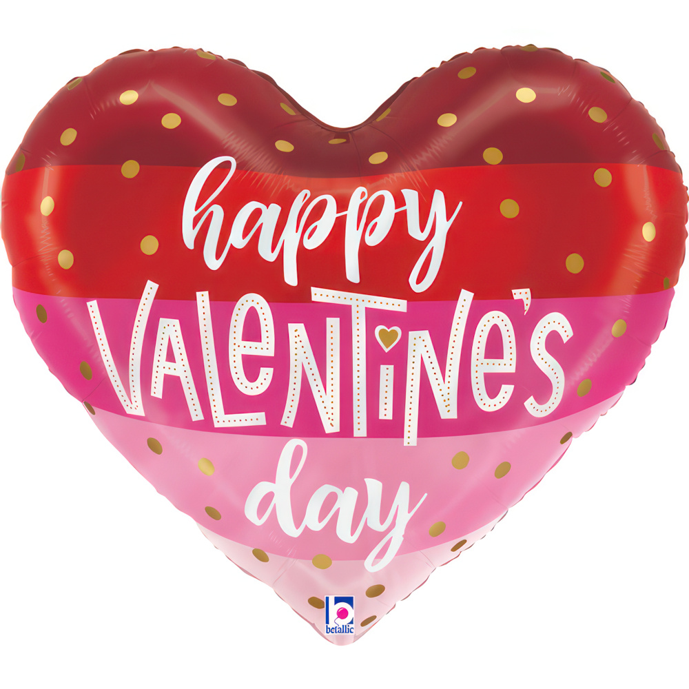 Happy Valentines Day - Satin Stripes - 24 inch - Betallic