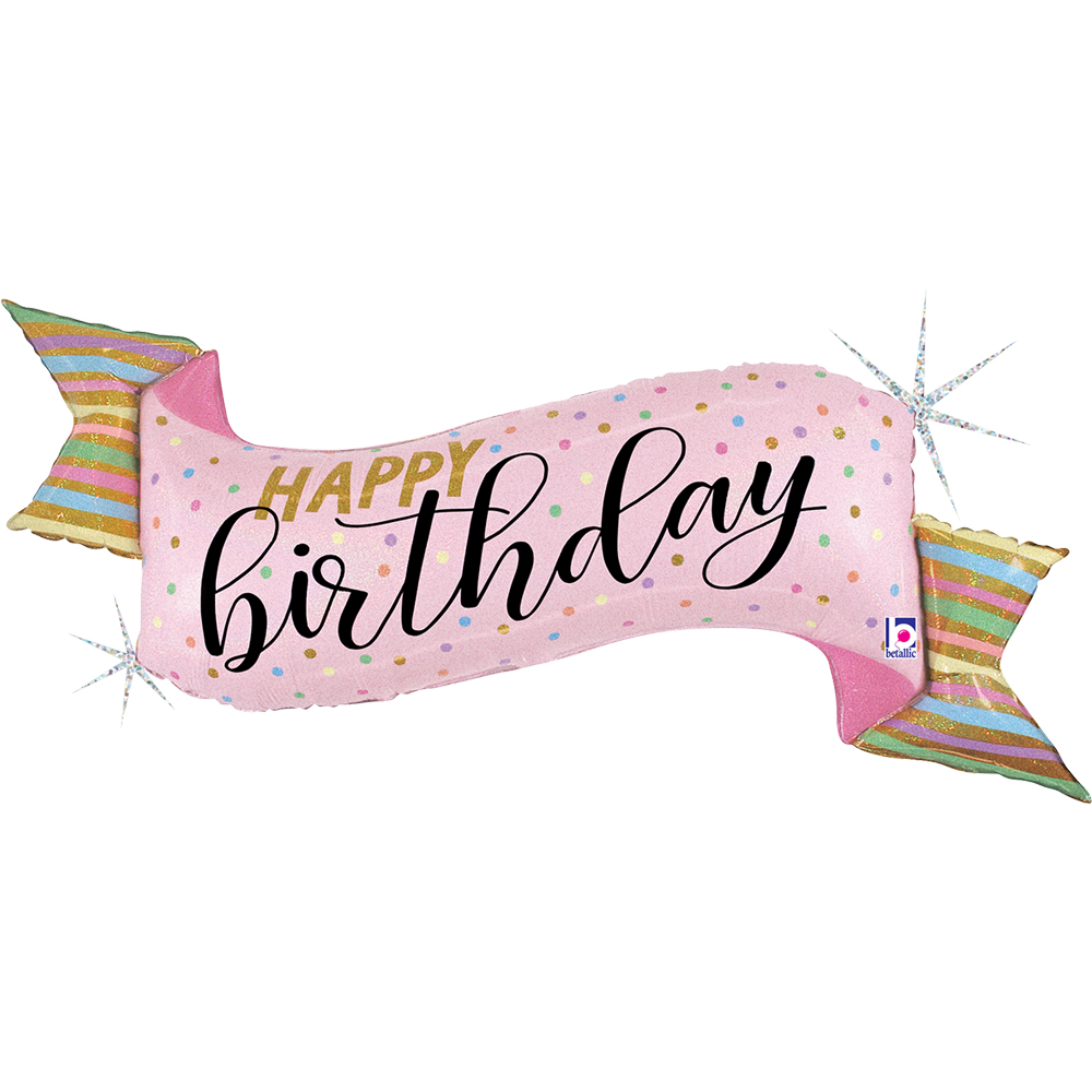 Pastel Happy Birthday Banner - 45 inch - Grabo