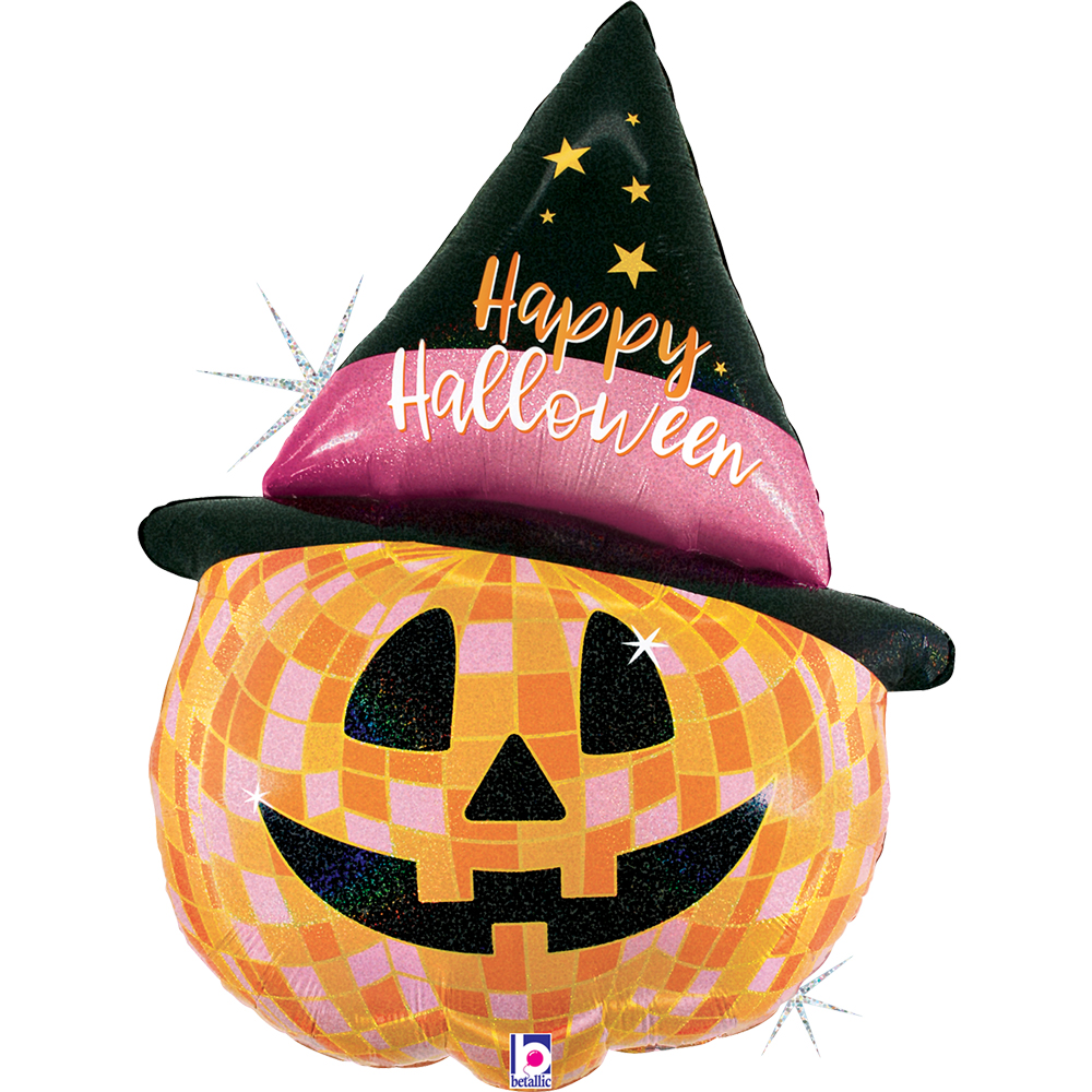 [25482GH-P] Happy Halloween - Disco Jack O Lantern - 33 inch - Betallic
