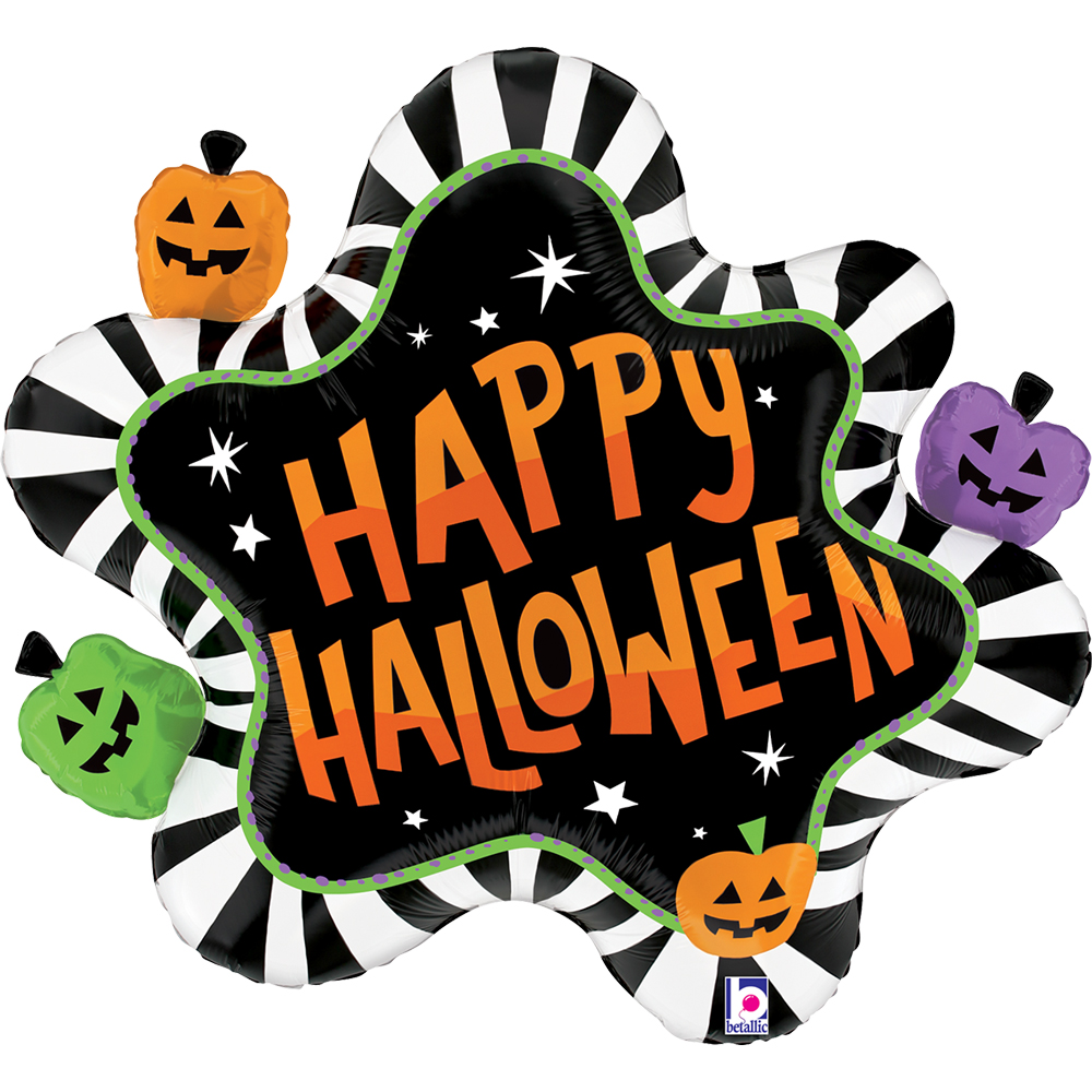 [25484-P] Happy Halloween - Striped Splat - 31 inch - Betallic