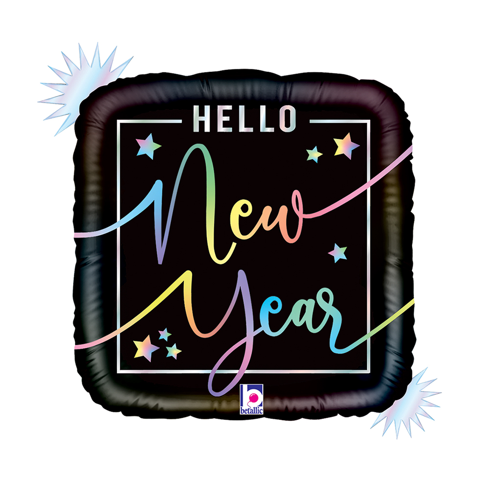 [26027RH-P] Hello New Year - Iridescent - 18 inch - Betallic