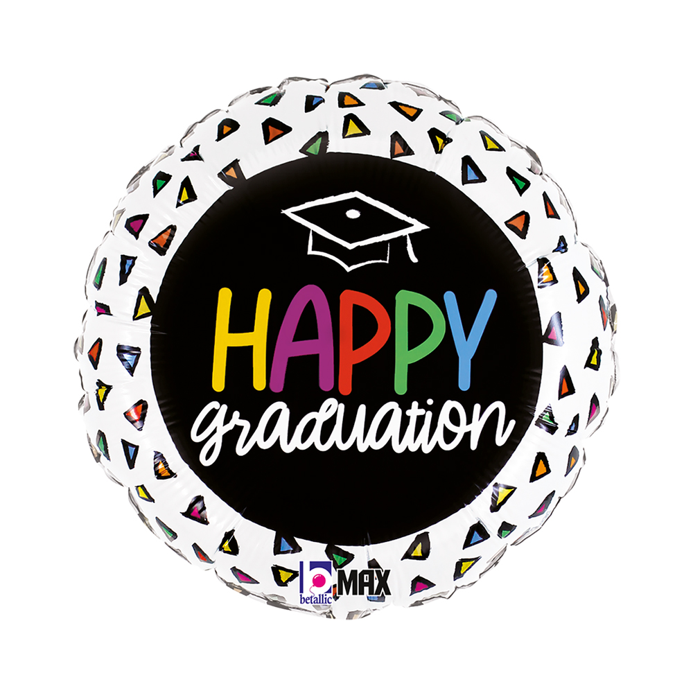 [26180P-P] Happy Graduation - Triangles - 18 inch - Betallic