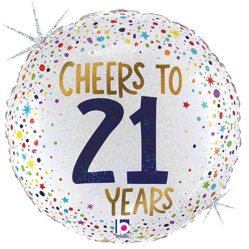 [26213GH-P] Cheers To 21 Years - 18 inch - Betallic