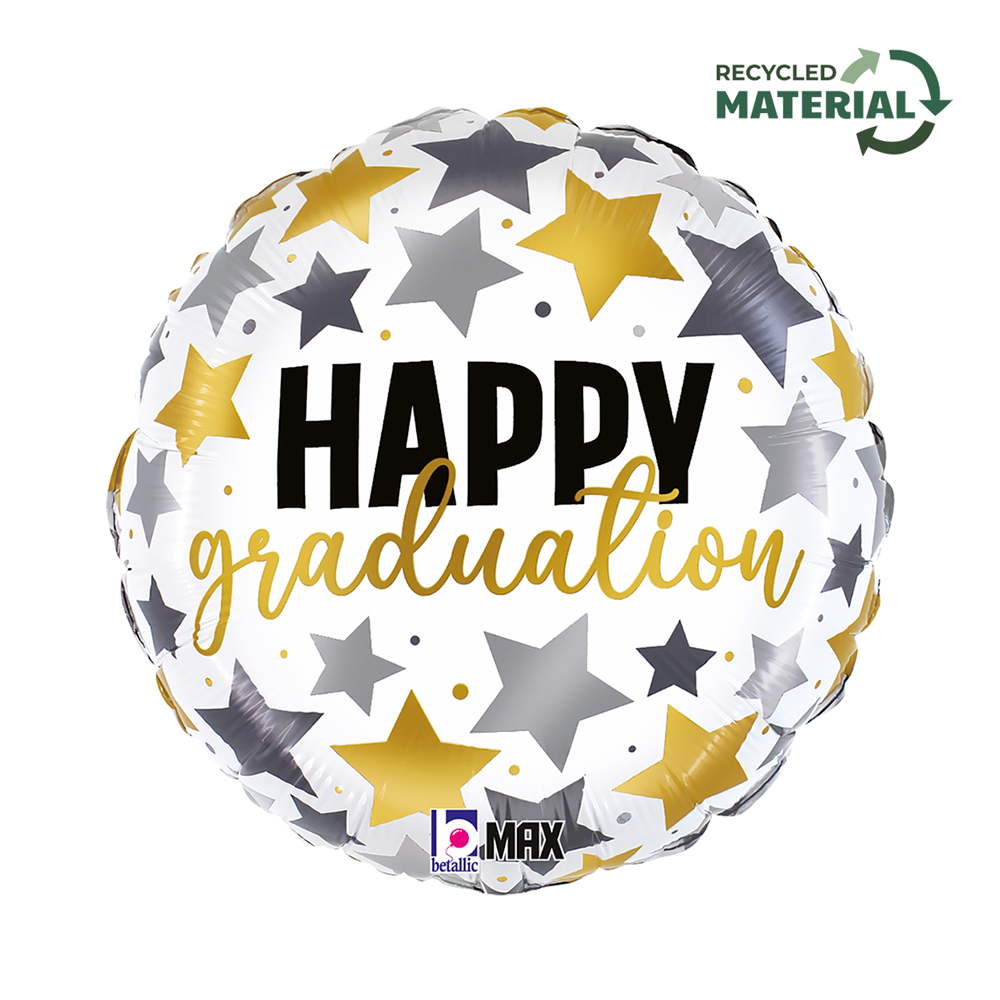 Happy Graduation - Metallic Stars - 18 inch - Betallic