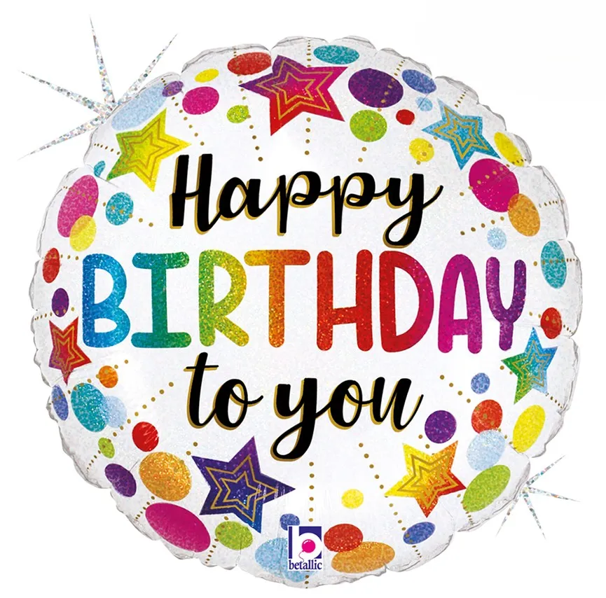 [26278GH-P] Happy Birthday - Stars and Dots - 18 inch - Betallic