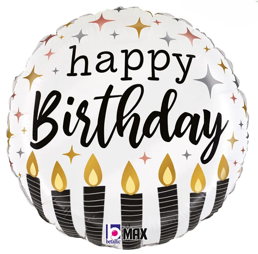 Happy Birthday - Metallic Candles - 18 inch - Betallic
