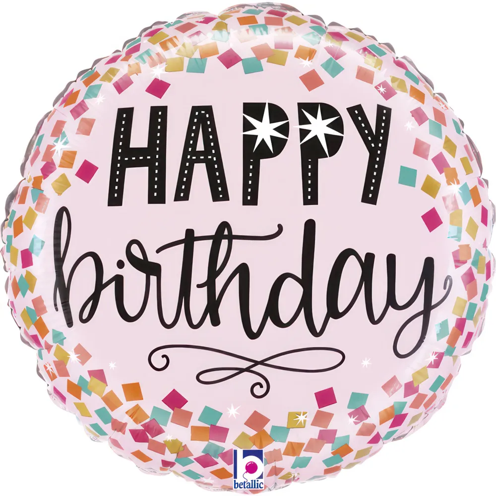 Happy Birthday - Pink Confetti - 18 inch - Betallic