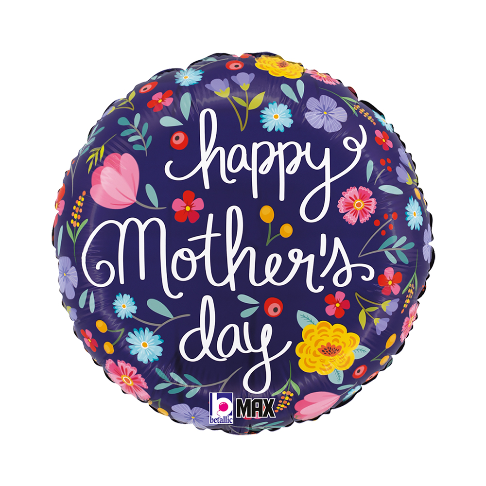 [26339P-P] Happy Mothersday - Folk Floral - 18 inch - Betallic