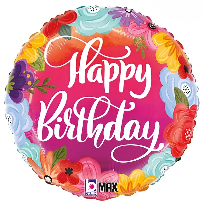 Happy Birthday - Bright Flowers - 18 inch - Betallic