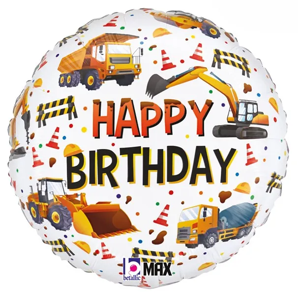 Happy Birthday - Construction Equipment - 18 inch - Betallic