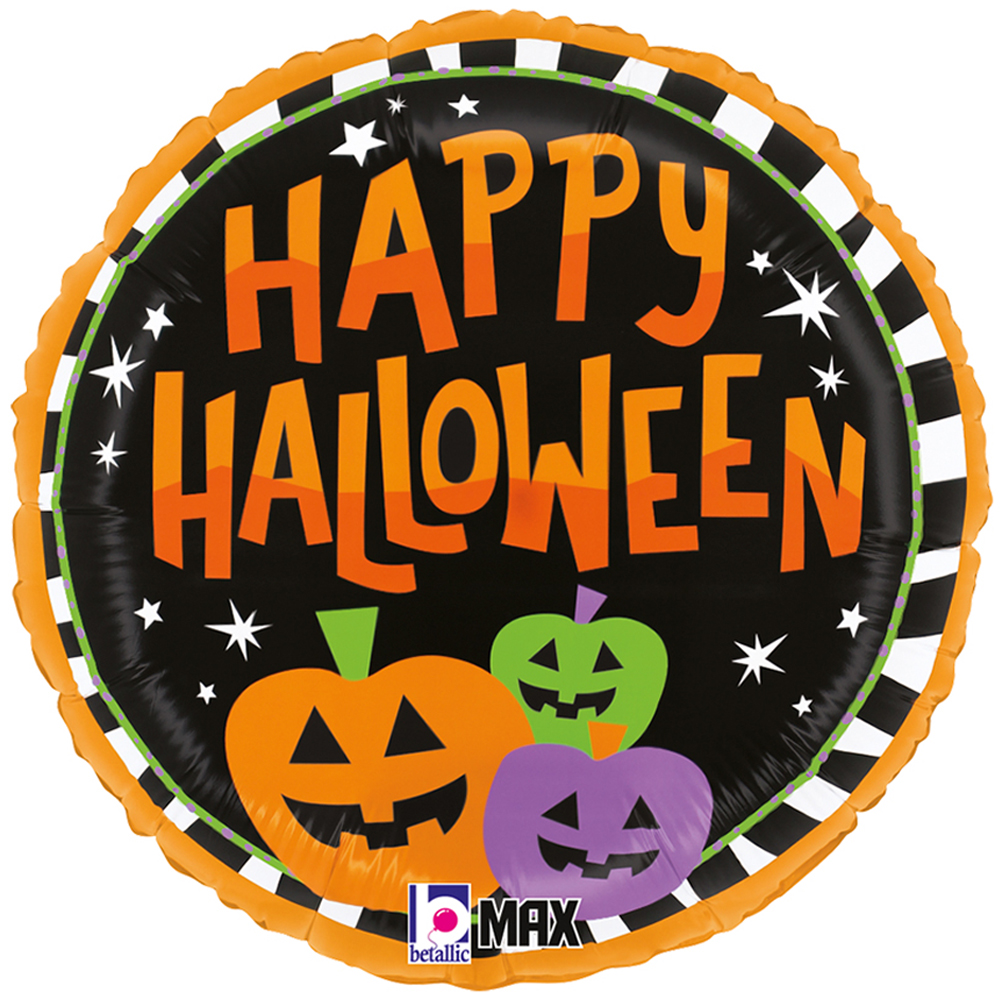 Happy Halloween - Stripe Pumpkin - 18 inch - Betallic