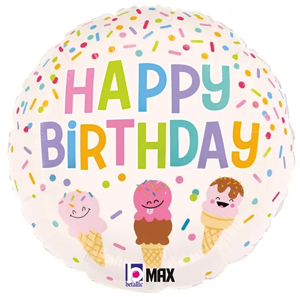 Happy Birthday - Ice Cream Cone - 18 inch - Betallic