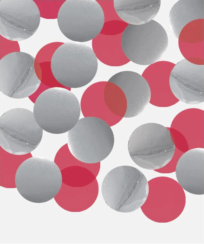 [28910] Confetti - Red Paper & Metallic Silver - 10 gr