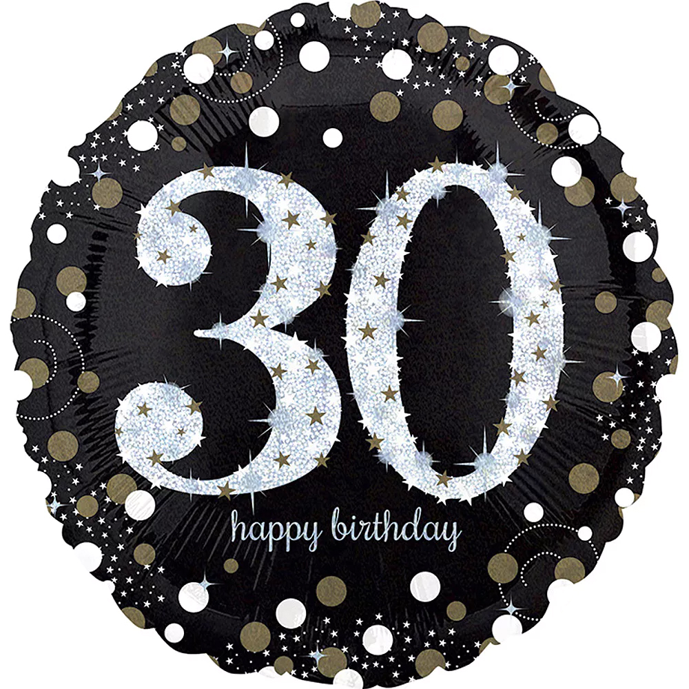 [32129] Gold Glitter - Happy Birthday 30 - 17 inch - Anagram