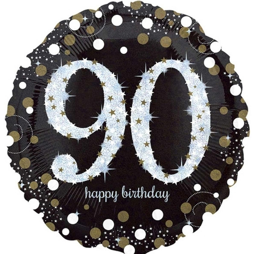 [33743] Gold Glitter - Happy Birthday 90 - 17 inch - Anagram