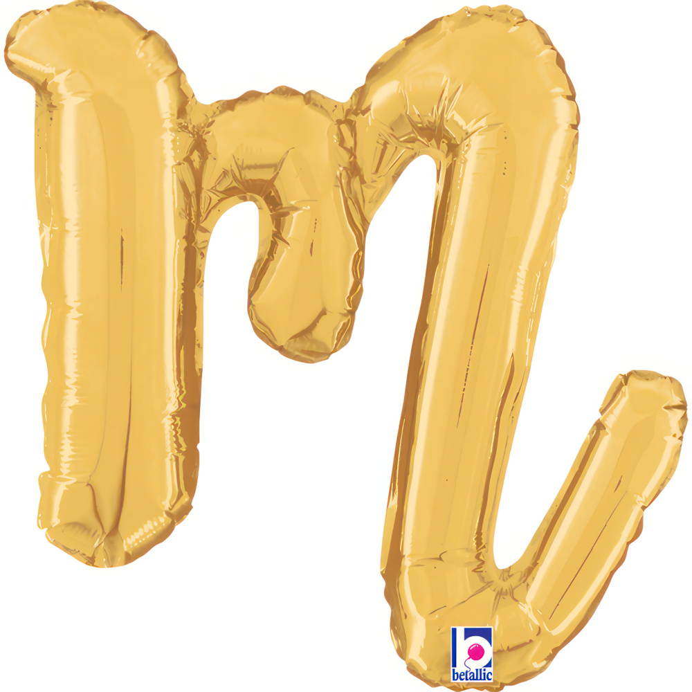 [34713G-P] Script Letter M - Gold  - Betallic