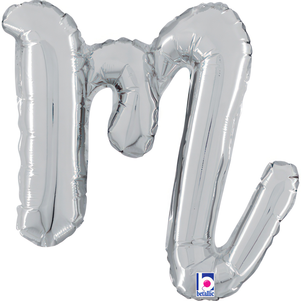 [34713S-P] Script Letter M - Silver - Betallic