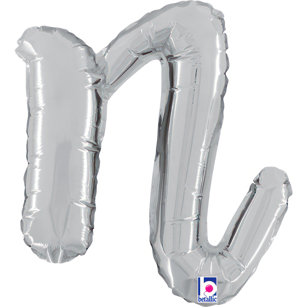 [34714S-P] Script Letter N - Silver - Betallic