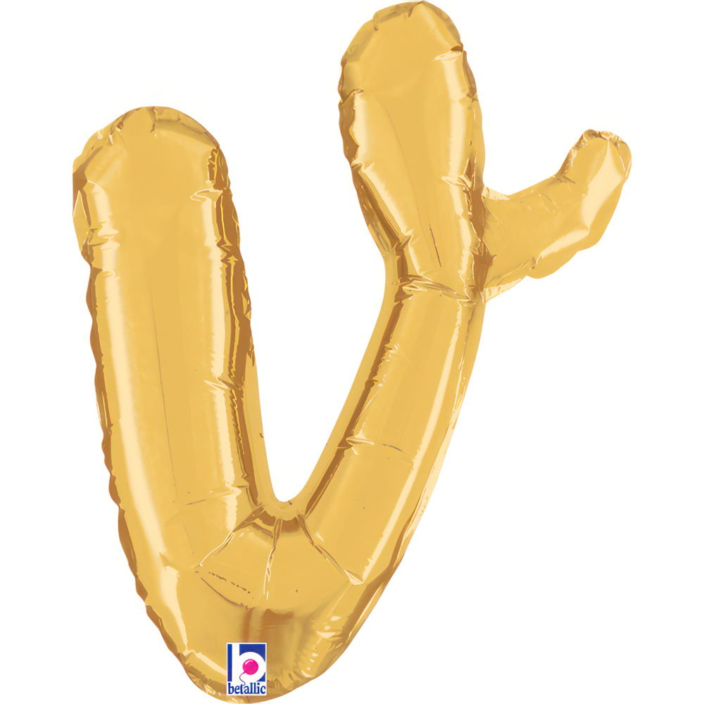 [34722G-P] Script Letter V - Gold - Betallic