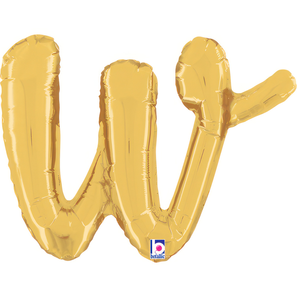 [34723G-P] Script Letter W - Gold - Betallic