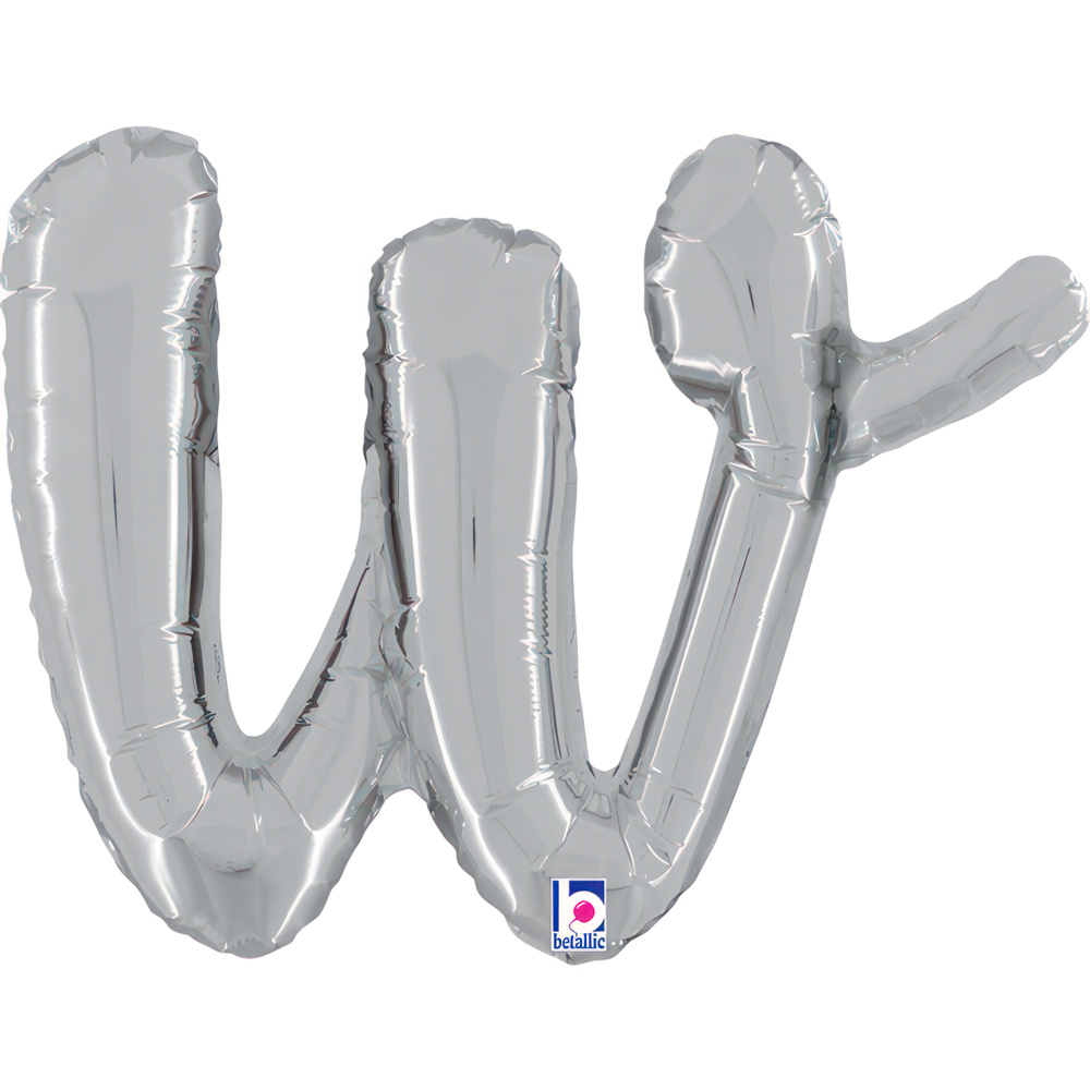 [34723S-P] Script Letter W - SIlver - Betallic