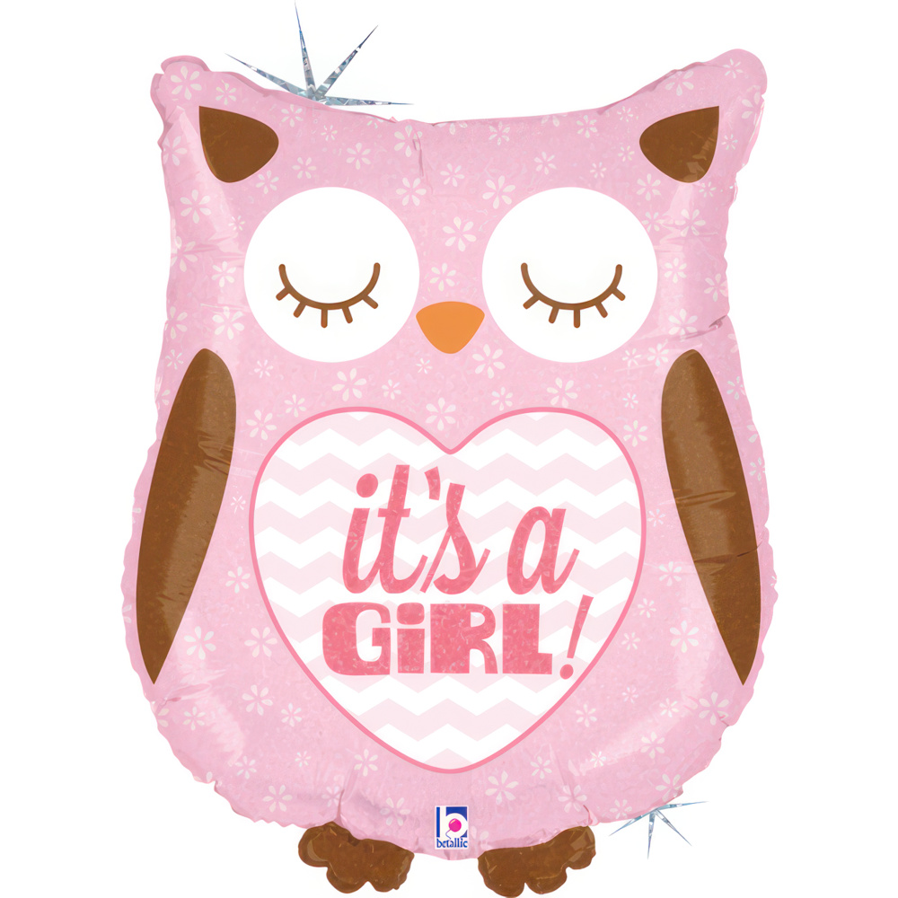 It's a Girl - Baby Owl - 23 inch - Betallic