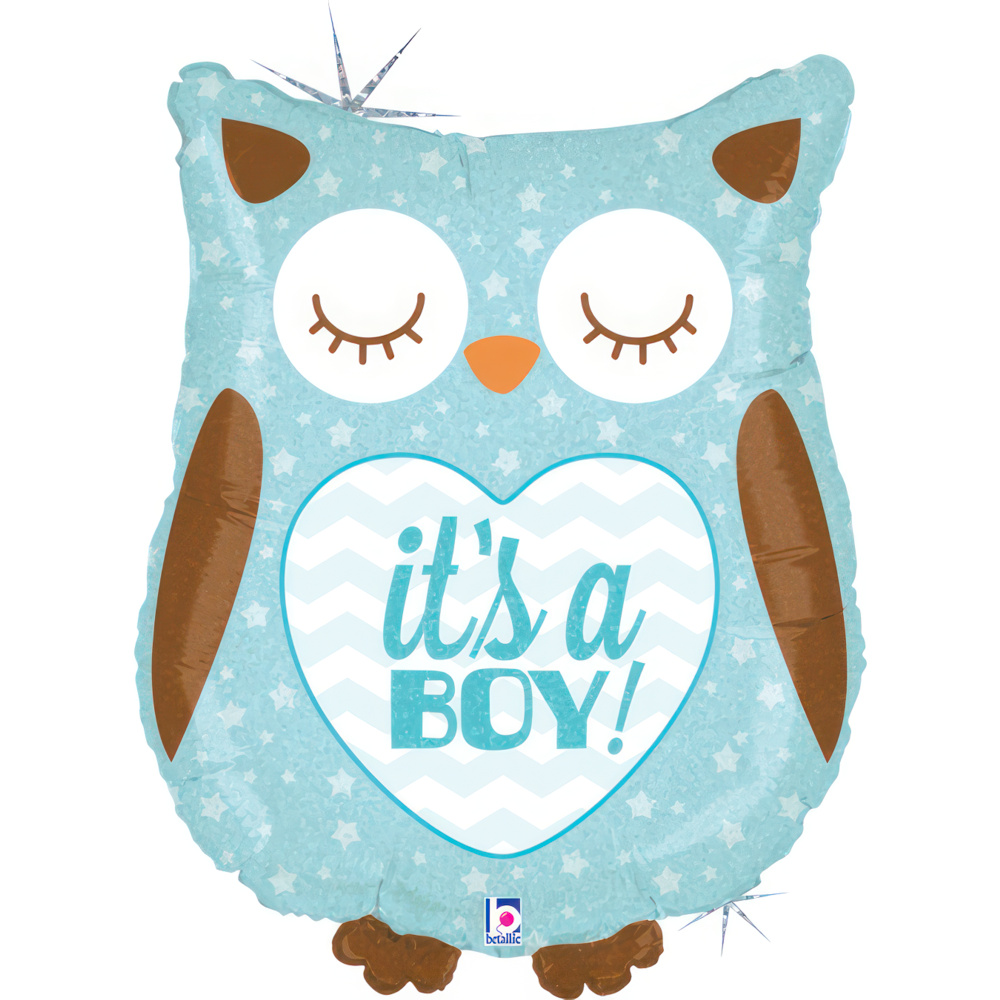 [35158H-P] It's a Boy - Baby Owl - 23 inch - Betallic