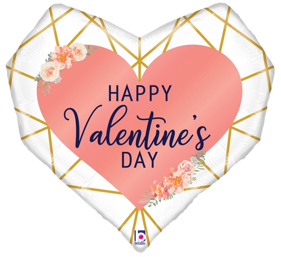 Happy Valentine's Day - Geo Heart - 29 inch - Betallic